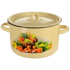 КАСТРЮЛЯ ЭМАЛИРОВ. С КРЫШКОЙ ДЕКОР. 2,9 Л "СТАЛЬЭМАЛЬ" 1С16С/1