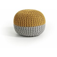 Пуф Arieh из хлопка круглый серо-горчичный La Forma