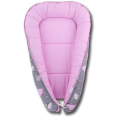 Гнездышко-кокон для новорожденных Body Pillow, расцветка "Балерины на сером, розовый горох"