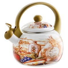 ЕМ-25101/41 Чайник эмал. ручка пластик Сицилия 2,5л со свистком (6) Metalloni