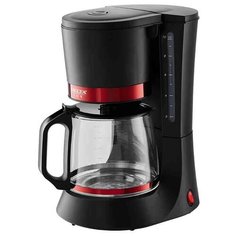 "Кофеварка DELTA LUX DL-8152 черная с красным, 700 Вт, 1200 мл (10 ЧАШЕК ), антипролив (6)"