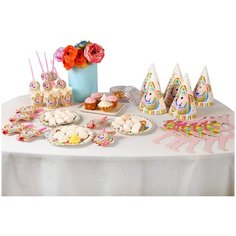 Набор для праздника «Единорог», 6 стаканов, 6 трубочек, 6 язычков, 6 тарелок, 6 колпаков, 6 очков Страна Карнавалия