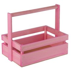 Ящик Дарите Счастье из массива сосны, с ручкой, 30*21*12 см, розовый