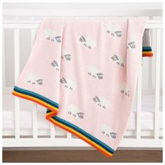 Плед вязаный Крошка Я "Овечки", цвет розовый, 80*100 см, 100% хлопок