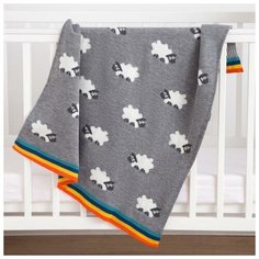 Плед вязаный Крошка Я "Овечки", цвет серый, 80*100 см, 100% хлопок