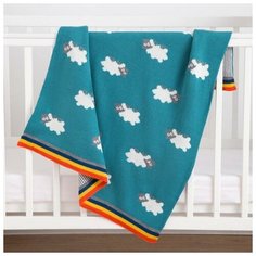 Плед вязаный Крошка Я "Овечки", цвет темно-зеленый, 80*100 см, 100% хлопок