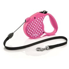 Поводок-рулетка для собак Flexi Standart Dots M тросовый розовый 5 м
