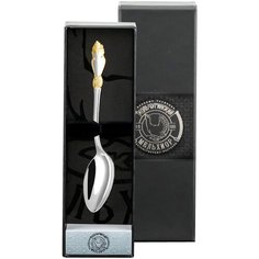 Ложка чайная посеребренная с позолотой "Серебряная роза" в футляре Кольчугинский мельхиор