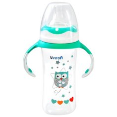 Бутылочка для кормления "Uviton", с широким горлышком, с ручками, 270 мл (цвет: мятный)