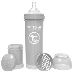 Антиколиковая бутылочка Twistshake для кормления, цвет: пастельный серый (Pastel Grey), 330 мл