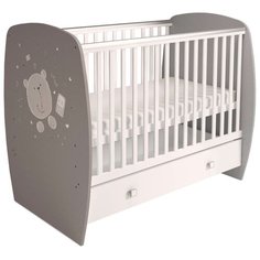 Кроватка Polini French 710 Teddy (с ящиком) (классическая) белый/серый