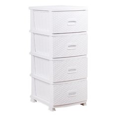 Комод Декор Росспласт "Ротанг", 4 секции, белый