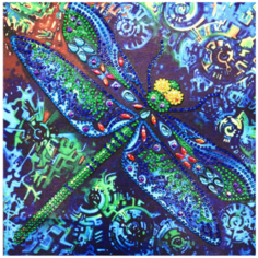 Алмазная мозаика вышивка Mazari "Сказочная стрекоза" 30х30 см холст на подрамнике