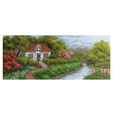 1208 Канва с рисунком Матренин посад Домик в саду, 24*47 см