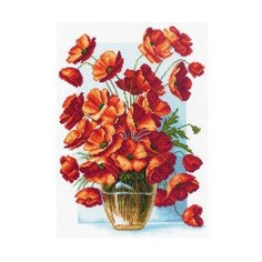 1439 Канва с рисунком Матренин посад Ваза с маками, 37*49 см