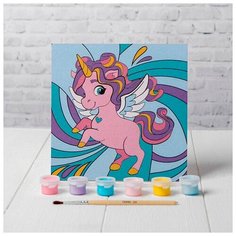 4719044 Картина по номерам Волшебный единорог 15*15 см