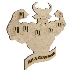 L-1408 Деревянная заготовка вешалка  Бык -Чемпион  34,9*27,4*2,4см Астра Astra & Craft