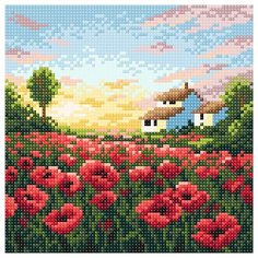 МС-016 Алмазная мозаика Маковое утро20*20см Brilliart М.П.Студия