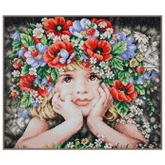 PN-0188130 Алмазная мозаика LanArte Девочка с цветами 47x40см