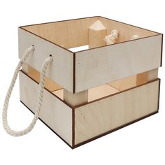 КО-1 Деревянная заготовка из фанеры Кашпо с ручками 15,6*15*12см (бел) Astra & Craft
