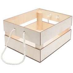 КО-5 Деревянная заготовка из фанеры Кашпо с ручками 20,6*25*12 (бел) Astra & Craft
