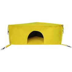 Гамак для хорьков и мелких грызунов Доброзверики, Угловой домик №2, желтый-серый, 30х30х15 см. Пелигрин