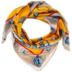 Шелковый платок на шею/Платок шелковый на голову/женский/Шейный шелковый платок/стильный/модный /21kdgPL903028-3vr желтый,голубой/Vittorio Richi/80% шелк,20% полиэстер/90x90