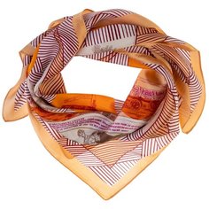 Шелковый платок на шею/Платок шелковый на голову/женский/Шейный шелковый платок/стильный/модный /21kdg70951101-18vr бежевый, оранжевый/Vittorio Richi/80% шелк,20% полиэстер/70x70
