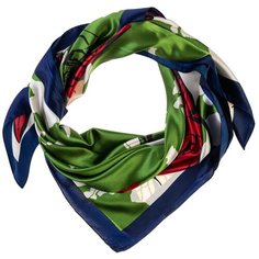 Шелковый платок на шею/Платок шелковый на голову/женский/Шейный шелковый платок/стильный/модный /21kdgPL902901-2vr зеленый,красный/Vittorio Richi/80% шелк,20% полиэстер/90x90