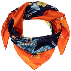 Шелковый платок на шею/Платок шелковый на голову/женский/Шейный шелковый платок/стильный/модный /21kdgPL903006-2vr синий,желтый/Vittorio Richi/80% шелк,20% полиэстер/90x90