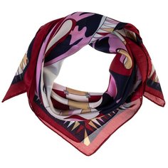 Шелковый платок на шею/Платок шелковый на голову/женский/Шейный шелковый платок/стильный/модный /21kdg70951101-13vr бордовый,синий/Vittorio Richi/80% шелк,20% полиэстер/70x70