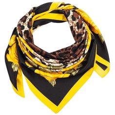 Шелковый платок на шею/Платок шелковый на голову/женский/Шейный шелковый платок/стильный/модный /21kdg85326-849a2vr черный,желтый/Vittorio Richi/100% шелк/90x90