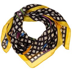 Шелковый платок на шею/Платок шелковый на голову/женский/Шейный шелковый платок/стильный/модный /21kdg70951101-4vr желтый,коричневый/Vittorio Richi/80% шелк,20% полиэстер/70x70