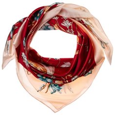 Шелковый платок на шею/Платок шелковый на голову/женский/Шейный шелковый платок/стильный/модный /21kdgPL903006-1vr красный,розовый/Vittorio Richi/80% шелк,20% полиэстер/90x90