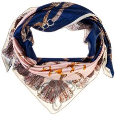 Шелковый платок на шею/Платок шелковый на голову/женский/Шейный шелковый платок/стильный/модный /21kdgPL902501-5vr розовый,синий/Vittorio Richi/80% шелк,20% полиэстер/90x90