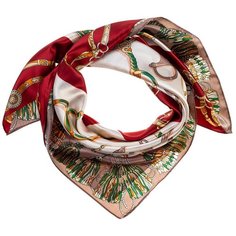 Шелковый платок на шею/Платок шелковый на голову/женский/Шейный шелковый платок/стильный/модный /21kdgPL902501-2vr белый,зеленый/Vittorio Richi/80% шелк,20% полиэстер/90x90