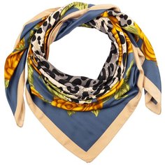 Шелковый платок на шею/Платок шелковый на голову/женский/Шейный шелковый платок/стильный/модный /21kdg85326-849a5vr синий,желтый/Vittorio Richi/100% шелк/90x90