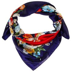 Шелковый платок на шею/Платок шелковый на голову/женский/Шейный шелковый платок/стильный/модный /21kdgPL902701-1vr красный,синий/Vittorio Richi/80% шелк,20% полиэстер/90x90