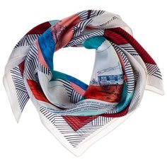 Шелковый платок на шею/Платок шелковый на голову/женский/Шейный шелковый платок/стильный/модный /21kdg70951101-9vr белый,розовый/Vittorio Richi/80% шелк,20% полиэстер/70x70