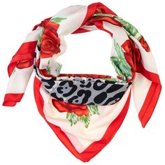 Шелковый платок на шею/Платок шелковый на голову/женский/Шейный шелковый платок/стильный/модный /21kdgpl326-849a9vr белый,красный/Vittorio Richi/100% шелк/90x90