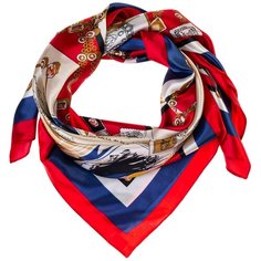 Шелковый платок на шею/Платок шелковый на голову/женский/Шейный шелковый платок/стильный/модный /21kdg9095496-2vr красный,синий/Vittorio Richi/80% шелк,20% полиэстер/90x90