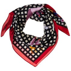 Шелковый платок на шею/Платок шелковый на голову/женский/Шейный шелковый платок/стильный/модный /21kdg70951101-5vr красный,черный/Vittorio Richi/80% шелк,20% полиэстер/70x70