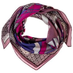 Шелковый платок на шею/Платок шелковый на голову/женский/Шейный шелковый платок/стильный/модный /21kdg70951101-22vr фиолетовый,серый/Vittorio Richi/80% шелк,20% полиэстер/70x70