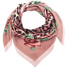 Шелковый платок на шею/Платок шелковый на голову/женский/Шейный шелковый платок/стильный/модный /21kdg85326-849a10vr розовый,зеленый/Vittorio Richi/100% шелк/90x90