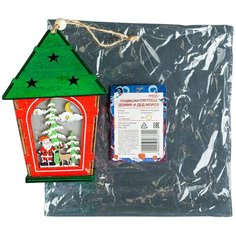 Елочная игрушка Luazon Домик и Дед мороз 4357371, зеленый/красный