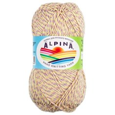 Пряжа Alpina "LOLLIPOP" 100% хлопок №01 персиковый-бежевый-салатовый-сиреневый - 10 мотков по 50 г
