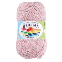 Пряжа Alpina "SHEBBY" 100% хлопок №08 коралловый-голубой - 10 мотков по 50 г