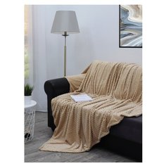 Плед TexRepublic Deco Квадратики Фланель 1,5 сп. Серо-бежевый