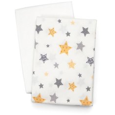 Пеленка детская 115х115см, UNDER the BLANKET, комплект 2шт, желтые звездочки, фланель