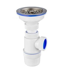 VIrPlast Сифон "Элит" с нержавеющей чашкой D112 мм, 3 1/2"- D40